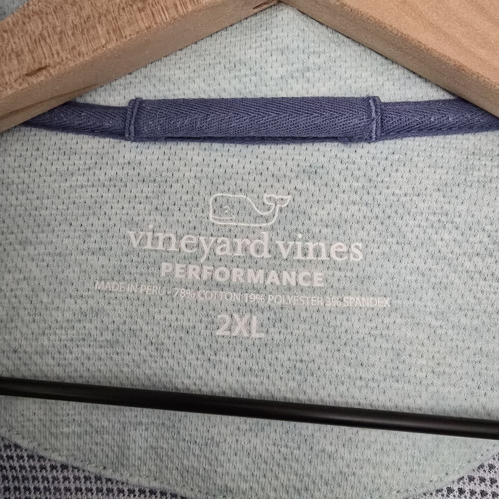 Vineyard Vines Pullover Mens 2XL Blue Stripe 1/4 Zip Saltwater Mock Neck - Picture 7 of 12